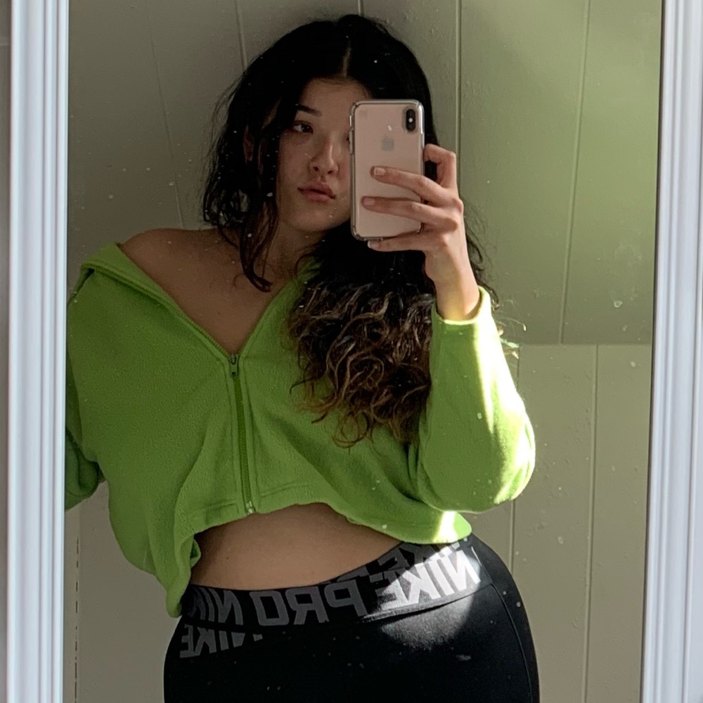 Lime Green Cropped Hoodie